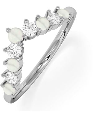 The Diamond Store Starlit Opal And Lab Diamond Wishbone Ring - White