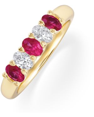 The Diamond Store Solene 0.75Ct Oval Cut Lab Ruby And Lab Diamond Half Band Eternity Ring - Pink