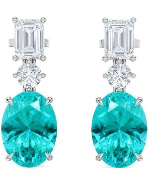 The Diamond Store 10.00Ct Oval Cut Lab Paraíba Yag Drop Earrings - Blue