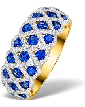 The Diamond Store Sapphire 1.36Ct And Diamond Lattice Ring - Blue