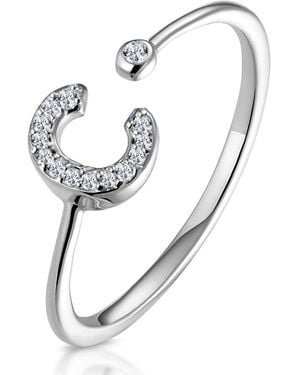 The Diamond Store Lab Diamond Initial 'C' Ring 0.07Ct Set - Metallic