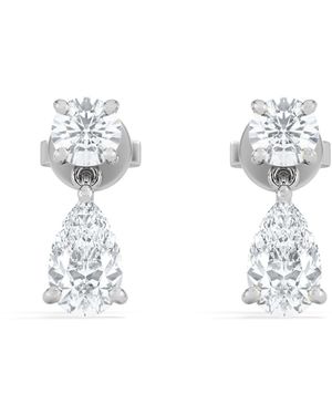 The Diamond Store 1.50Ct Round And Pear Cut Lab Diamond Stud Earrings - Metallic