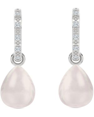 The Diamond Store Eden 11Mm And 13Mm Oval Pearl And Lab Diamond Drop Earrings - Multicolour
