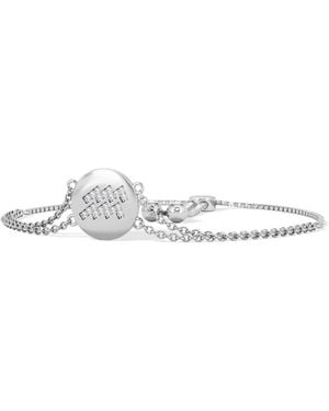The Diamond Store Astrology Aquarius 0.07Ct Lab Grown Diamond Adjustable Medallion Bracelet Sterling - White