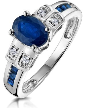 The Diamond Store Sapphire 1.25Ct And Diamond 9K Ring - Blue