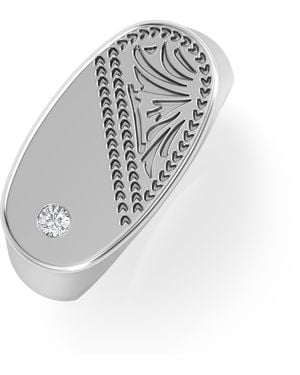 The Diamond Store Crest 0.03Ct Lab Diamond Oblong Signet Ring - Metallic