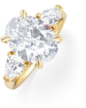 The Diamond Store Adore 3.80Ct Oval Cut Lab Diamond 3 Stone Engagement Ring - Blue