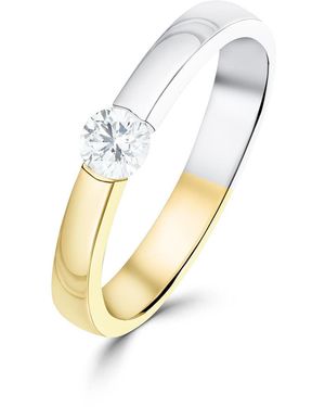 The Diamond Store Two Tone Single Stone Diamond Ring 0.20Ct - Metallic