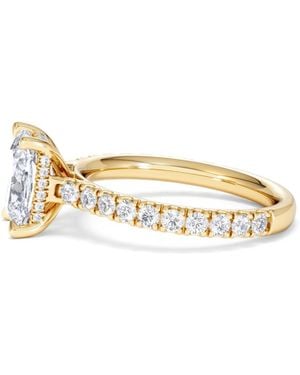 The Diamond Store Amora 2.00Ct Elongated Cushion Cut Lab Diamond Hidden Halo Engagement Ring With Side Stones - Blue