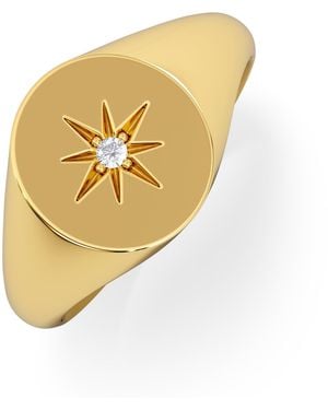 The Diamond Store Star Signet Lab Diamond Ring - Metallic