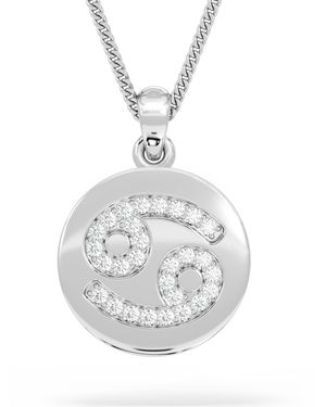 The Diamond Store Astrology Cancer 0.07Ct Lab Grown Diamond Medallion Pendant Necklace - Metallic