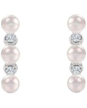 The Diamond Store Eden 1.30Ct Round Pearl And Lab Diamond Huggie Earrings - White