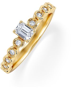 The Diamond Store Entwine 0.30Ct Emerald Cut Lab Diamond Solitaire Engagement Ring With Side Stones - Metallic