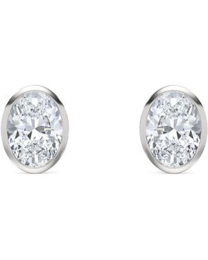 The Diamond Store Bezel Set 2.00Ct Oval Cut Lab Diamond Stud Earrings - Metallic