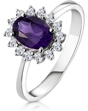 The Diamond Store Amethyst 0.70Ct And Diamond 9K Ring - Blue