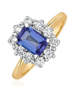 The Diamond Store Tanzanite 7 X 5Mm And Diamond 0.50Ct 18K Ring Fet24-V - Blue