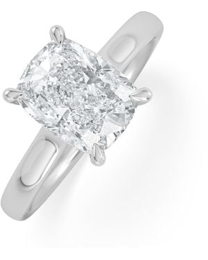The Diamond Store Amora 2.00Ct Elongated Cushion Cut Lab Diamond Hidden Halo Solitaire Engagement Ring - White