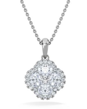 The Diamond Store Alegria 1.00Ct Lab Diamond Halo Pendant Necklace - Metallic