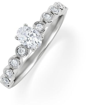The Diamond Store Entwine 0.30Ct Oval Cut Lab Diamond Solitaire Engagement Ring With Side Stones - White