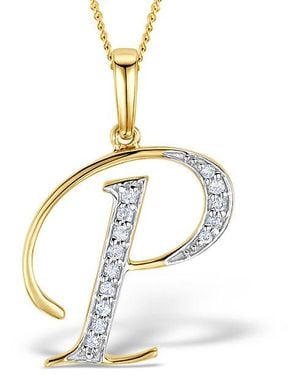 The Diamond Store Initial 'P' 0.05Ct Lab Diamond Pendant Necklace - Metallic