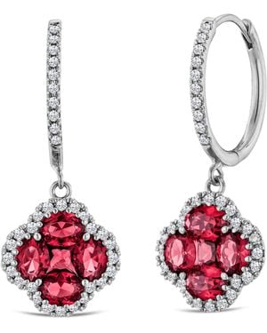 The Diamond Store Alegria 1.70Ct Lab Ruby Halo Earrings - Red