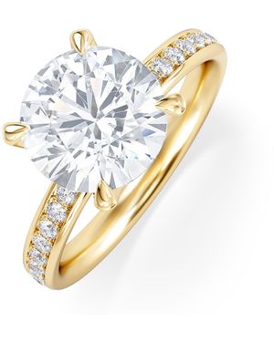 The Diamond Store Origin 3.30Ct Round Cut Lab Diamond Solitaire Engagement Ring With Side Stones - Metallic