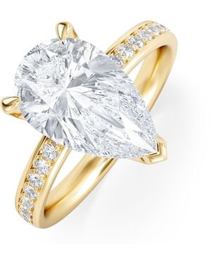 The Diamond Store Origin 3.30Ct Pear Cut Lab Diamond Solitaire Engagement Ring With Side Stones - Blue
