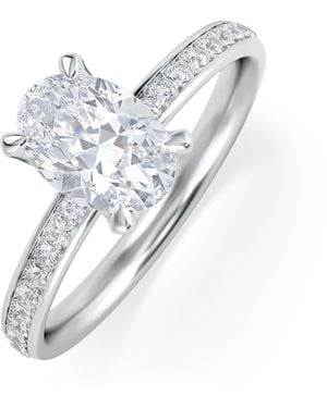 The Diamond Store Origin 1.25Ct Oval Cut Lab Diamond Solitaire Engagement Ring With Side Stones - White