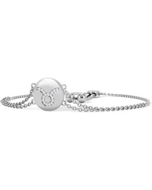 The Diamond Store Astrology Taurus 0.07Ct Lab Grown Diamond Adjustable Medallion Bracelet Sterling - White