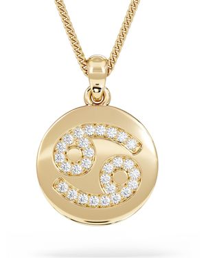 The Diamond Store Astrology Cancer 0.07Ct Lab Grown Diamond Medallion Pendant Necklace - Metallic