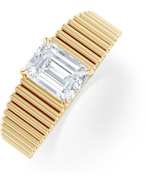 The Diamond Store Flute 1.00Ct Emerald Cut Lab Grown Diamond Solitaire Ring 18K - Metallic