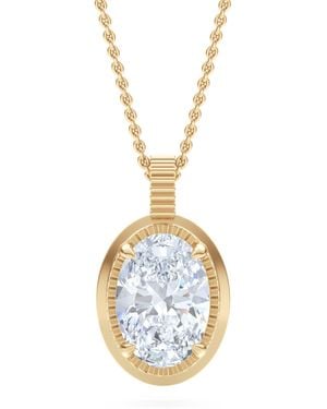 The Diamond Store Gallery 1.00Ct Oval Cut Lab Diamond Solitaire Pendant Necklace - Black