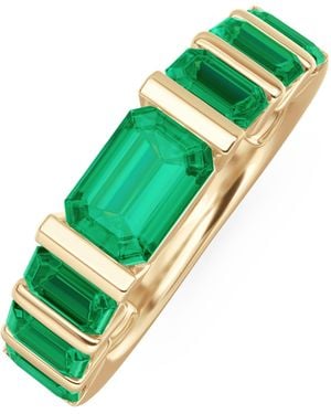 The Diamond Store Vertex 2.33Ct Emerald Cut Lab Emerald Eternity Ring - Green