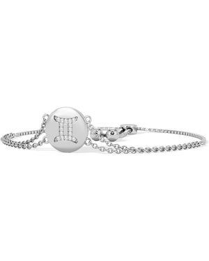 The Diamond Store Astrology Gemini 0.07Ct Lab Grown Diamond Adjustable Medallion Bracelet Sterling - White