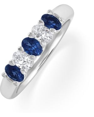 The Diamond Store Solene 0.75Ct Oval Cut Lab Sapphire And Lab Diamond Half Band Eternity Ring - Blue