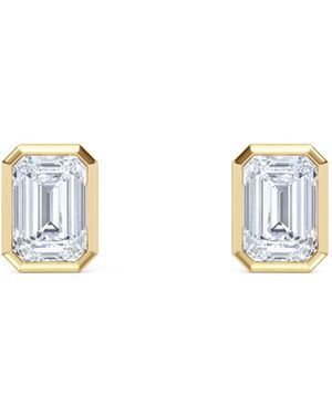The Diamond Store Bezel Set 1.00Ct Emerald Cut Lab Diamond Stud Earrings - Metallic