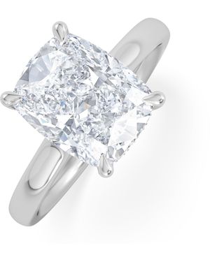 The Diamond Store Amora 3.00Ct Elongated Cushion Cut Lab Diamond Hidden Halo Solitaire Engagement Ring - Blue