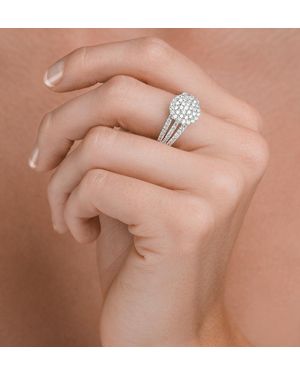 The Diamond Store Diamond 3 Row Galileo 1.30Ct Diamond 18K Ring - Natural