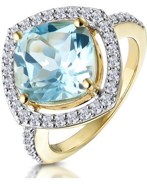 The Diamond Store 5.40Ct Topaz And Diamond Asteria Statement Ring - Blue