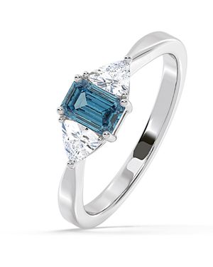 The Diamond Store Aurora Lab Diamond Emerald Cut And Trillion 1.00Ct Ring - Blue