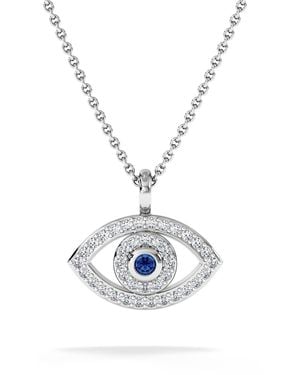 The Diamond Store Evil Eye 0.21Ct Sapphire And Lab Diamond Pendant Necklace - Metallic