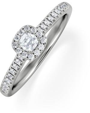 The Diamond Store Lumia Cushion Cut Lab Diamond Halo Ring 0.33Ct F/Vs - White