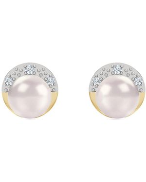 The Diamond Store Eden 4.15Ct Round Pearl And Lab Diamond Stud Earrings - White