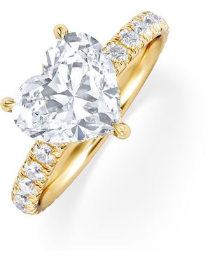 The Diamond Store Amora Heart 2.55Ct Hidden Halo Lab Diamond Engagement Ring With Side Stones Set - Metallic