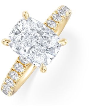 The Diamond Store Amora 2.00Ct Elongated Cushion Cut Lab Diamond Hidden Halo Engagement Ring With Side Stones - Blue