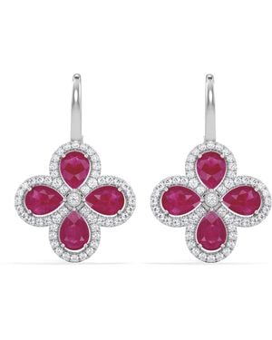 The Diamond Store Bloom 4.75Ct Lab Ruby And Lab Diamond Earrings - Pink