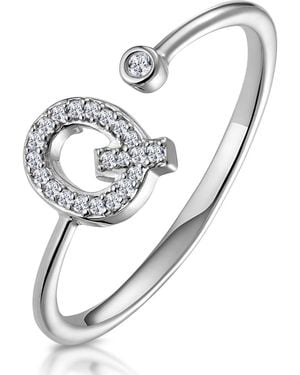 The Diamond Store Lab Diamond Initial 'Q' Ring 0.07Ct Set - Metallic