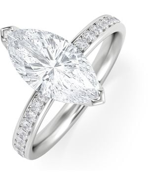 The Diamond Store Origin 2.25Ct Marquise Cut Lab Diamond Solitaire Engagement Ring With Side Stones - White
