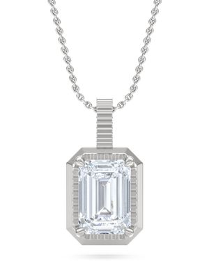 The Diamond Store Gallery 1.00Ct Emerald Cut Lab Diamond Solitaire Pendant Necklace - Metallic