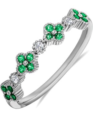 The Diamond Store Alegria 0.18Ct Lab Emerald 4 Clover Ring - Green
